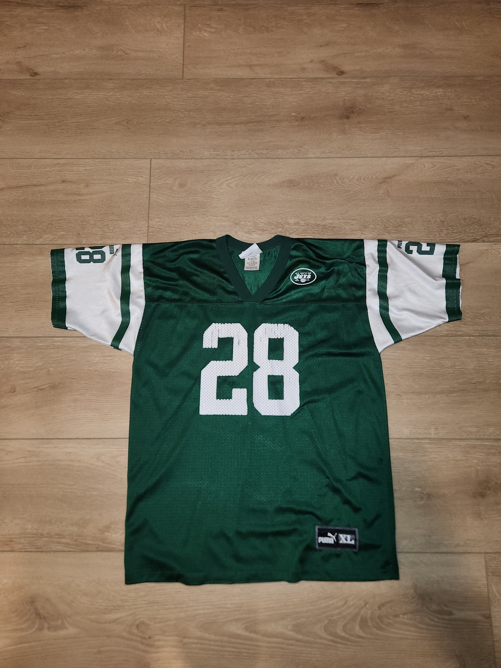Vintage Y2K New York Jets Puma Curtis Martin Green & White Jersey Youth Size XL